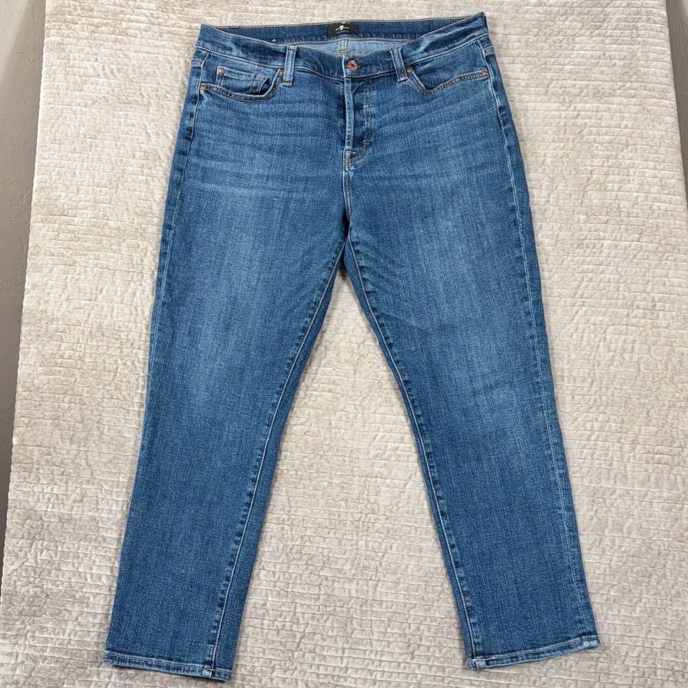 7 For All Mankind Josefina Boyfriend Jeans Blue Medium Wash 7U303067 Size 31